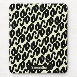 zwart-wit abstract patroon monogram muismat