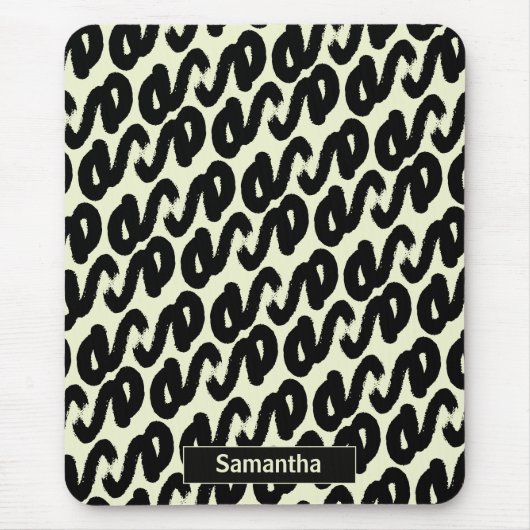 zwart-wit abstract patroon monogram muismat (Voorkant)