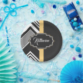 Zwart-wit Abstract Patroon Papieren Bordje (Feest)