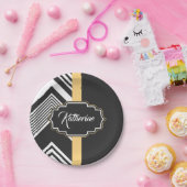 Zwart-wit Abstract Patroon Papieren Bordje (Feest)