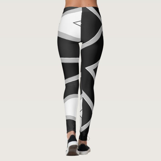 Zwart wit abstract patroon "Ratti_Creative_Arts" Leggings (Achterkant)