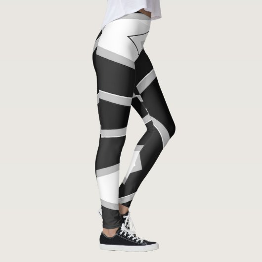 Zwart wit abstract patroon "Ratti_Creative_Arts" Leggings (Rechts)