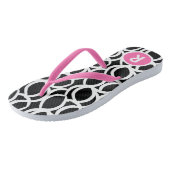 Zwart-wit Abstract Patroon Roze Monogram Teenslippers (Schuin)