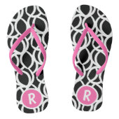 Zwart-wit Abstract Patroon Roze Monogram Teenslippers (Voetbed)
