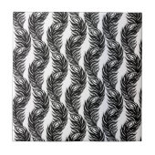 Zwart-wit abstract Peacockvederpatroon Tegeltje (Voorkant)