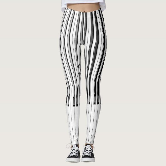 Zwart-wit Abstract Piano Keys Leggings (Voorkant)