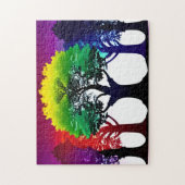 Zwart-wit Abstract Rainbow Tree Wall Art Legpuzzel (Verticaal)