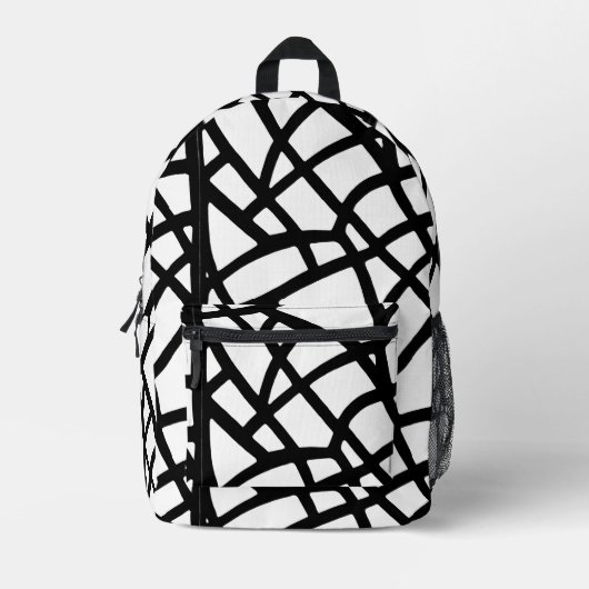 Zwart-wit Abstract rasterpatroon Bedrukte Rugzak (Voorkant)