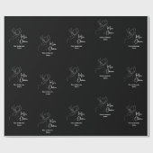 Zwart wit abstract rendier moderne kerst cadeaupapier (Vlak)