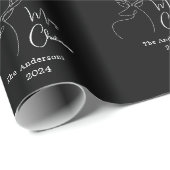 Zwart wit abstract rendier moderne kerst cadeaupapier (Rol Hoek)