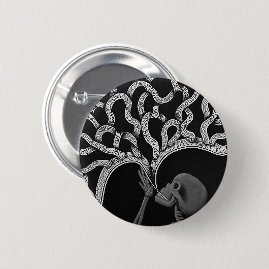 Zwart & Wit Abstract Skeleton Tekening Button (Voorkant /achterkant)