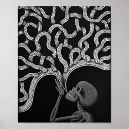 Zwart & Wit Abstract Skeleton Tekening Poster