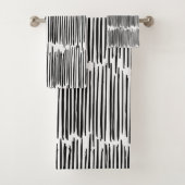 Zwart-wit Abstract Stripe Patroon Bad Handdoek (Insitu)
