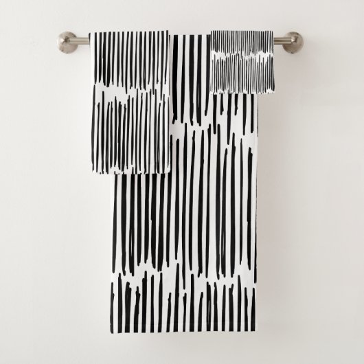 Zwart-wit Abstract Stripe Patroon Bad Handdoek (Insitu)