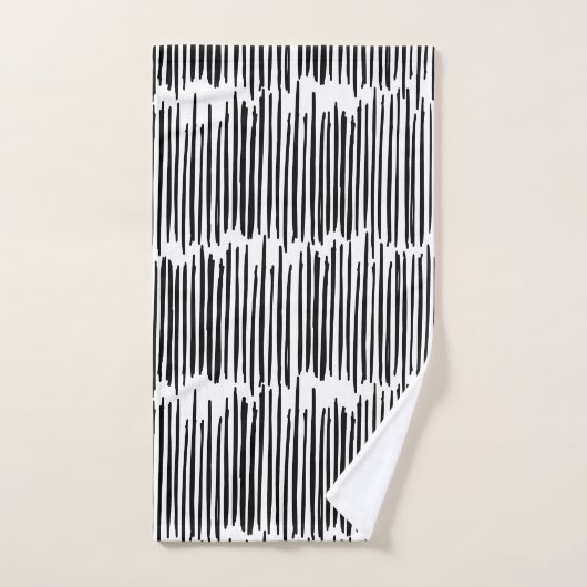 Zwart-wit Abstract Stripe Patroon Bad Handdoek (Handdoek)