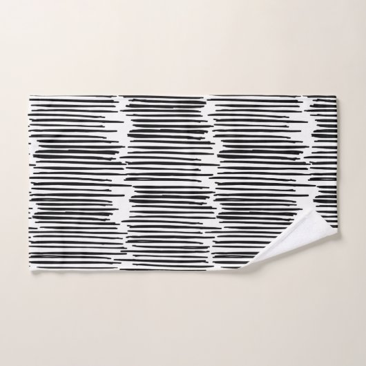 Zwart-wit Abstract Stripe Patroon Bad Handdoek (Handdoek)