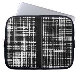 Zwart-wit Abstract Stripe Patroon Laptop Sleeve