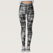 Zwart-wit Abstract Stripe Patroon Leggings (Voorkant)