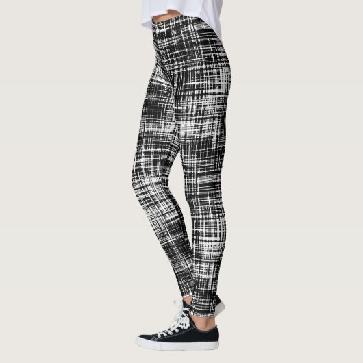 Zwart-wit Abstract Stripe Patroon Leggings (Links)