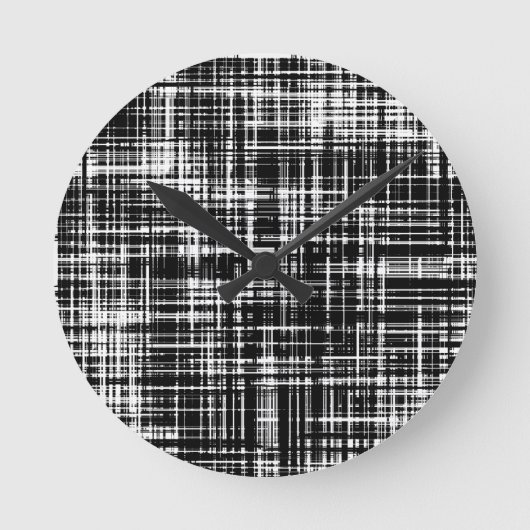 Zwart-wit Abstract Stripe Patroon Ronde Klok (Voorkant)