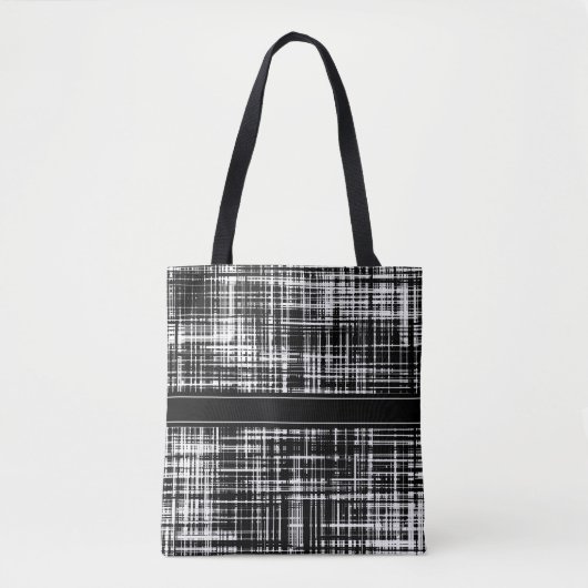 Zwart-wit Abstract Stripe Patroon Tote Bag (Voorkant)