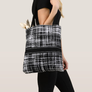 Zwart-wit Abstract Stripe Patroon Tote Bag