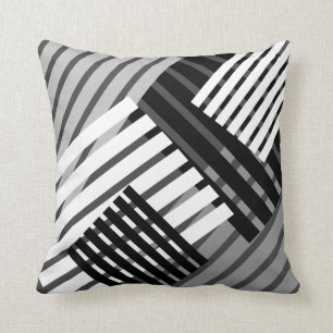 Zwart-wit Abstract Stripe Sierkussen