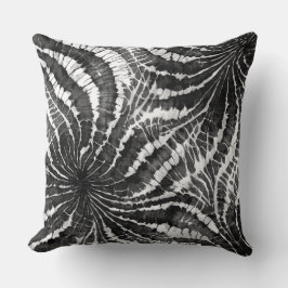 zwart-wit abstract tie-dye patroon kussen