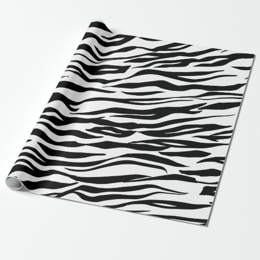 Zwart Wit Abstract Tijger Dier Bont Huid Elegant Cadeaupapier (Uitgerold)