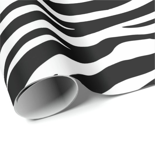 Zwart Wit Abstract Tijger Dier Bont Huid Elegant Cadeaupapier (Rol Hoek)