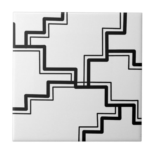 Zwart-wit abstract trap trede patroon tegeltje (Voorkant)