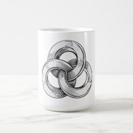 Zwart-wit abstract van drie onderling verbonden c koffiemok