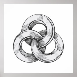 Zwart-wit abstract van drie onderling verbonden c poster