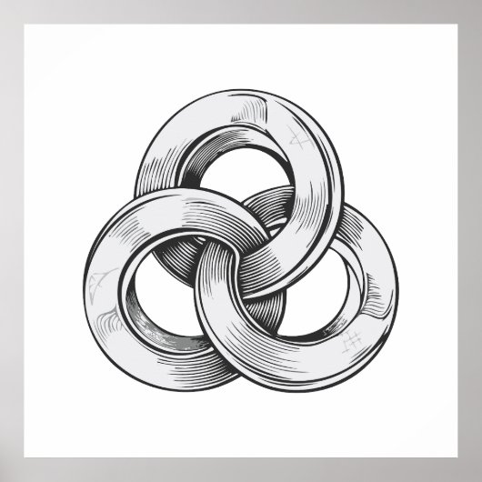 Zwart-wit abstract van drie onderling verbonden c poster (Voorkant)