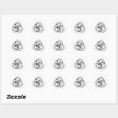 Zwart-wit abstract van drie onderling verbonden c ronde sticker (Vel)