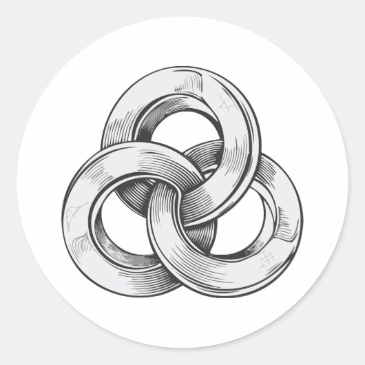 Zwart-wit abstract van drie onderling verbonden c ronde sticker (Voorkant)