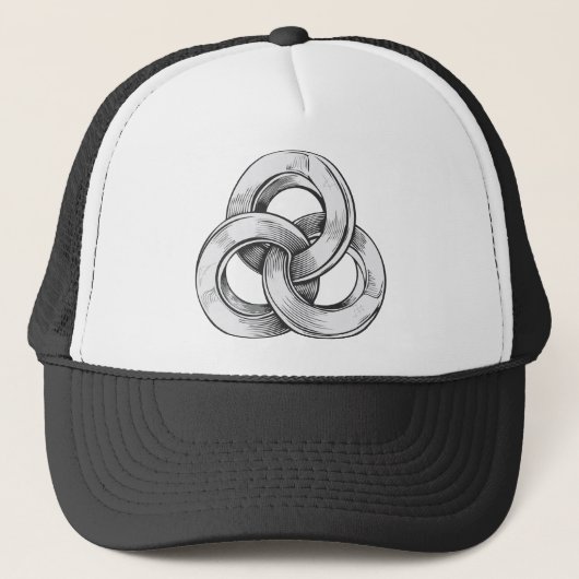 Zwart-wit abstract van drie onderling verbonden c trucker pet (Voorkant)