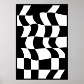 Zwart-wit Abstract Vervormde Checker Poster (Voorkant)