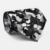 Zwart-wit abstract vormenpatroon  stropdas (Opgerold)