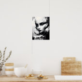 Zwart-wit Abstract vrouwenportret Poster (Keuken)