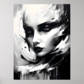 Zwart-wit Abstract vrouwenportret Poster (Voorkant)