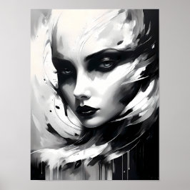 Zwart-wit Abstract vrouwenportret Poster