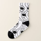 Zwart-wit Abstract Wavy Lines Patroon Sokken (Links - buitenkant)