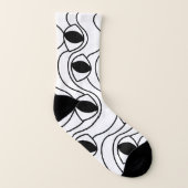Zwart-wit Abstract Wavy Lines Patroon Sokken (Rechts - buiten)