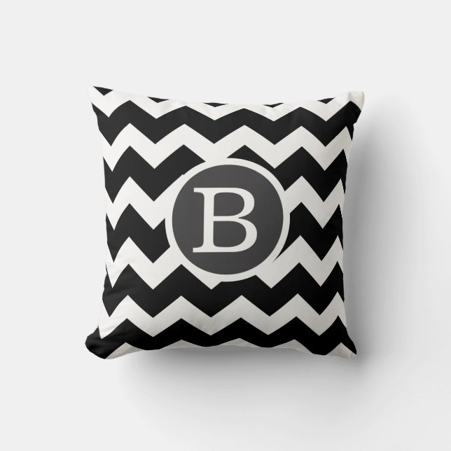 Zwart-wit abstract zigzag chevron kussensloop kussen (Voorkant)