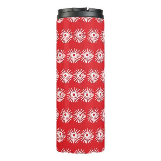 Zwart wit, abstracte bloementextuur. thermosbeker (Achterkant)