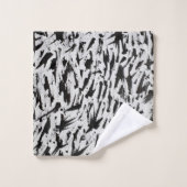Zwart-wit Abstracte Brushstrokes Art Bad Handdoek (Wasdoekje)
