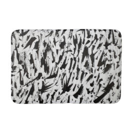 Zwart-wit Abstracte Brushstrokes Art Badmat