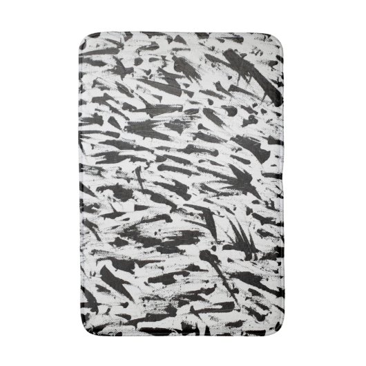 Zwart-wit Abstracte Brushstrokes Art Badmat (Voorkant Verticaal)