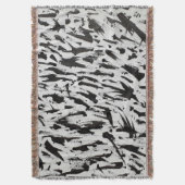 Zwart-wit Abstracte Brushstrokes Art Deken (Voorkant Verticaal)